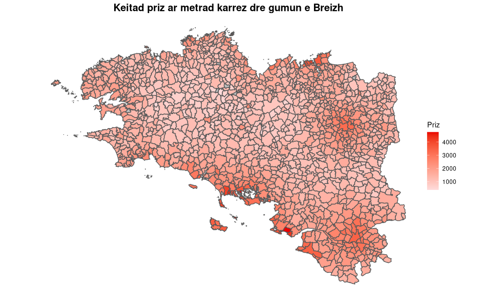 Kartenn Breizh gant keitad priz ar metrad karrez dre gumun